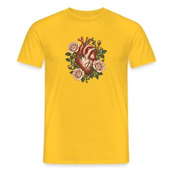 Cœur anatomique vintage avec des roses – Art gothique - T-shirt homme - jaune - Devant - AI Model Male 178 dark (178cm)