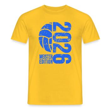 Volleyball Meister Shirt 2026, blau, Hoodie, Kappe - Männer T-Shirt - Gelb - Vorne - AI Model Male 178 dark (178cm)