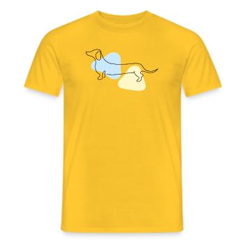 Line Art Dachshund pastel - Men's T-Shirt - yellow - Front - AI Model Male 178 dark (178cm)