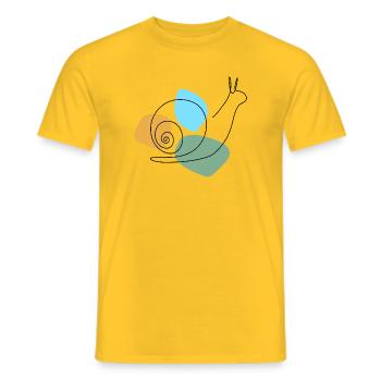 Lineart Snail with Pastel Shapes - Men's T-Shirt - yellow - Front - AI Model Male 178 dark (178cm)