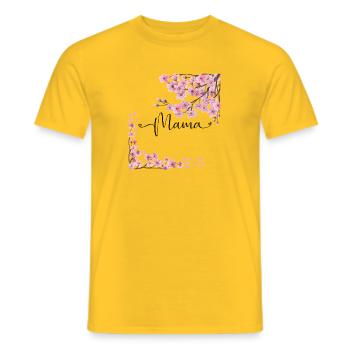 Cherry blossom frame in watercolor pink - Men's T-Shirt - yellow - Front - AI Model Male 178 dark (178cm)