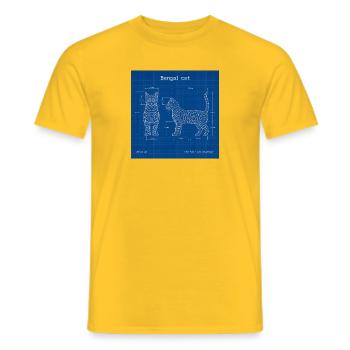 Technical Cats Illustration - Men's T-Shirt - yellow - Front - AI Model Male 178 dark (178cm)