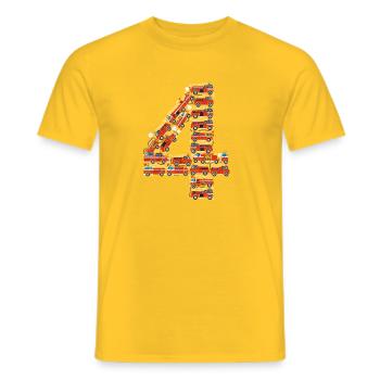 Fire trucks form the number four - Men's T-Shirt - yellow - Front - AI Model Male 178 dark (178cm)