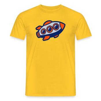 Space Rocket Illustration - Men's T-Shirt - yellow - Front - AI Model Male 178 dark (178cm)