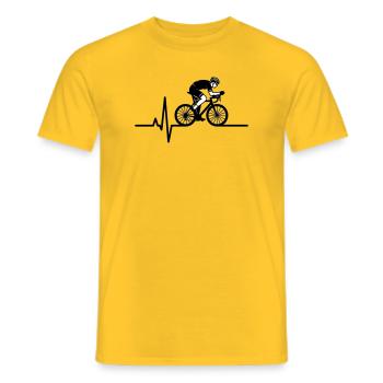 Road Bike Heartbeat ECG - Men's T-Shirt - yellow - Front - AI Model Male 178 dark (178cm)