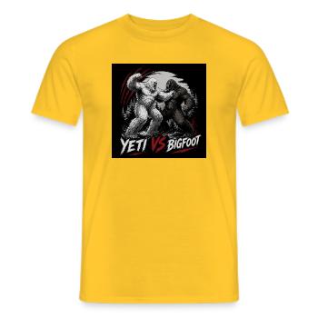 Yeti vs Bigfoot - Men's T-Shirt - yellow - Front - AI Model Male 178 dark (178cm)