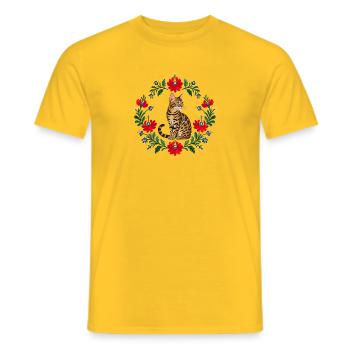 Couronne broderie de chat du Bengale - T-shirt homme - jaune - Devant - AI Model Male 178 dark (178cm)