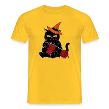 Halloween grumpy  Katze für Katzenliebhaber - T-shirt homme - jaune - Devant - AI Model Male 178 dark (178cm)