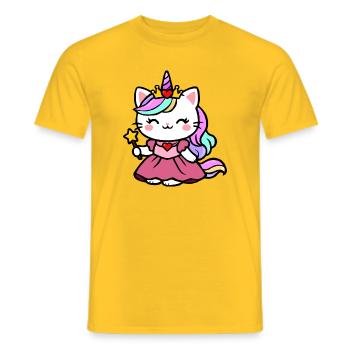 Cat Unicorn Princess - Men's T-Shirt - yellow - Front - AI Model Male 178 dark (178cm)