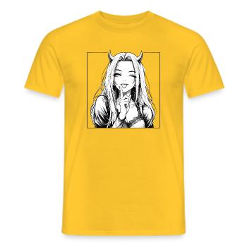 Diva démoniaque du manga avec des cornes - T-shirt homme - jaune - Devant - AI Model Male 178 dark (178cm)