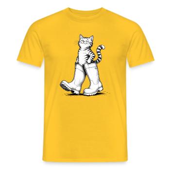 Cat in rubber boots, Puss in Boots - Men's T-Shirt - yellow - Front - AI Model Male 178 dark (178cm)