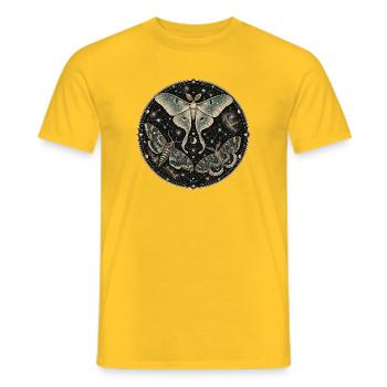 Cosmic butterflies in a mandala - Men's T-Shirt - yellow - Front - AI Model Male 178 dark (178cm)