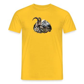 Pont sommital dans la forêt alpine - T-shirt homme - jaune - Devant - AI Model Male 178 dark (178cm)
