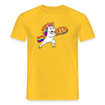Funny Unicorn Pizza Rescue - Men's T-Shirt - yellow - Front - AI Model Male 178 dark (178cm)