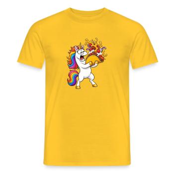 Funny Unicorn Taco Catastrophe - Men's T-Shirt - yellow - Front - AI Model Male 178 dark (178cm)