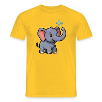 Pixel Elephant with Bubbles - Men's T-Shirt - yellow - Front - AI Model Male 178 dark (178cm)