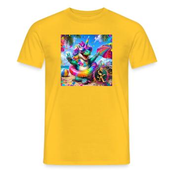 Logo de la plage - T-shirt homme - jaune - Devant - AI Model Male 178 dark (178cm)