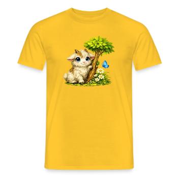 Chèvre câline avec papillon - T-shirt homme - jaune - Devant - AI Model Male 178 dark (178cm)