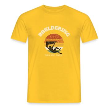 Bouldering Retro Sunset - Men's T-Shirt - yellow - Front - AI Model Male 178 dark (178cm)