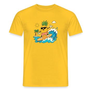 Surfing Pineapple Summer - Men's T-Shirt - yellow - Front - AI Model Male 178 dark (178cm)