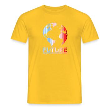Future Globe Striped Horizon - T-shirt homme - jaune - Devant - AI Model Male 178 dark (178cm)