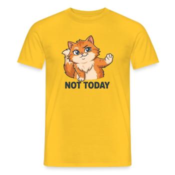 Pas aujourd’hui – Chat Impertinent - T-shirt homme - jaune - Devant - AI Model Male 178 dark (178cm)