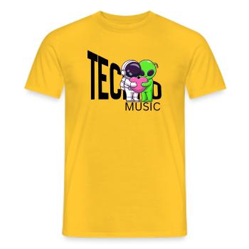 Cosmic Hug: Alien and Astronaut - Men's T-Shirt - yellow - Front - AI Model Male 178 dark (178cm)