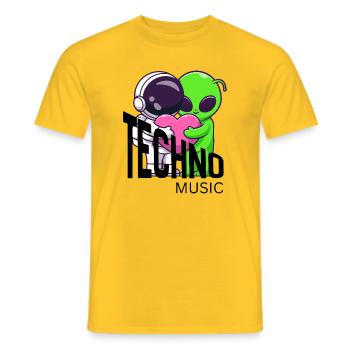Cosmic Friends Heart Hug - Men's T-Shirt - yellow - Front - AI Model Male 178 dark (178cm)