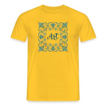 Ornate "ART" lettering – Creative Design - Men's T-Shirt - yellow - Front - AI Model Male 178 dark (178cm)