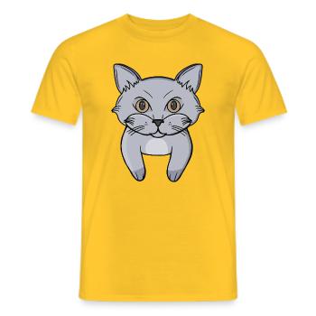 Portrait de chaton gris avec un chat qui regarde en regardant - T-shirt homme - jaune - Devant - AI Model Male 178 dark (178cm)