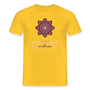 MAÎTRESSE. MERCI. MERCI MAÎTRESSE. CADEAU - T-shirt homme - jaune - Devant - AI Model Male 178 dark (178cm)