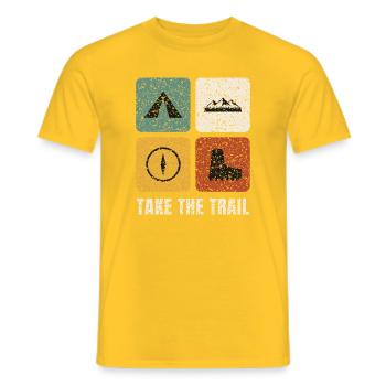 Panneaux vintage de randonnée - T-shirt homme - jaune - Devant - AI Model Male 178 dark (178cm)