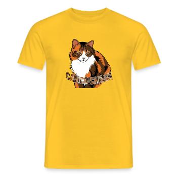Chat gris et rouge – graphique avec inscription - T-shirt homme - jaune - Devant - AI Model Male 178 dark (178cm)