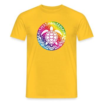 Cercle océanique du Mandala de la Tortue Arc-en-ciel - T-shirt homme - jaune - Devant - AI Model Male 178 dark (178cm)
