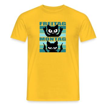 Katze Montag Freitag - Männer T-Shirt - Gelb - Vorne - AI Model Male 178 dark (178cm)