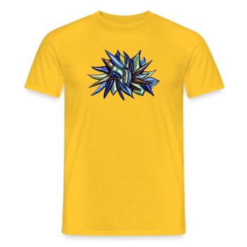 Fleur fragmentaire bleu-vert - T-shirt homme - jaune - Devant - AI Model Male 178 dark (178cm)