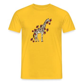 Giraffe in Bloom with Roses - Men's T-Shirt - yellow - Front - AI Model Male 178 dark (178cm)