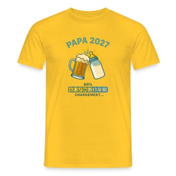 Futur Papa 2027 Chargement En Cours Humour - T-shirt homme - jaune - Devant - AI Model Male 178 dark (178cm)