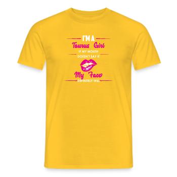 Signe du zodiaque Taureau - T-shirt homme - jaune - Devant - AI Model Male 178 dark (178cm)