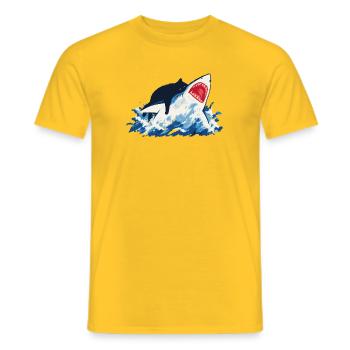 Cat Shark Ocean Humor - Men's T-Shirt - yellow - Front - AI Model Male 178 dark (178cm)