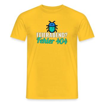 Feierabend? Fehler 404 – Shirt für Entwickler - Männer T-Shirt - Gelb - Vorne - AI Model Male 178 dark (178cm)