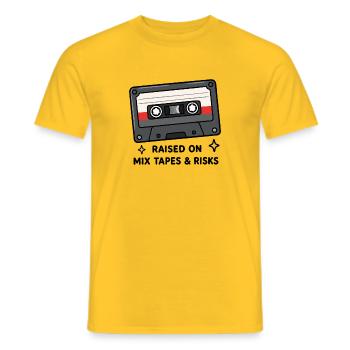 Cassette rétro Cassette Musi vintage années 80 et 90 - T-shirt homme - jaune - Devant - AI Model Male 178 dark (178cm)