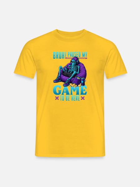 Skeleton Gamer Gaming Halloween - Männer T-Shirt - Gelb