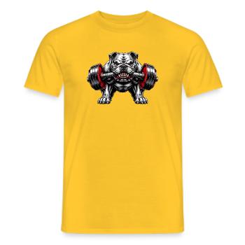 Bulldog Strength Dumbbell - Men's T-Shirt - yellow - Front - AI Model Male 178 dark (178cm)