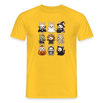 Lapins d’Halloween, mignons - T-shirt homme - jaune - Devant - AI Model Male 178 dark (178cm)