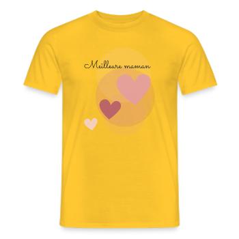 MAMAN. FÊTE DES MÈRES. COEUR. FÊTE. BONNE FÊTE - T-shirt homme - jaune - Devant - AI Model Male 178 dark (178cm)