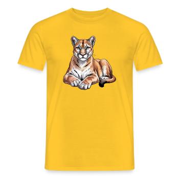 Mountain Lion Animal Lover Wildlife - Men's T-Shirt - yellow - Front - AI Model Male 178 dark (178cm)