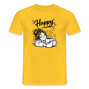 Coffee makes me happy - Men's T-Shirt - yellow - Front - AI Model Male 178 dark (178cm)