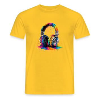 Chromatic Drip Headphones - Men's T-Shirt - yellow - Front - AI Model Male 178 dark (178cm)