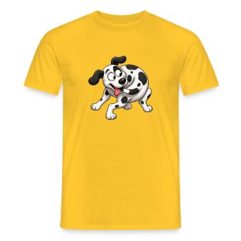 Dizzy Dalmatian Tail Chasing Tornado - Men's T-Shirt - yellow - Front - AI Model Male 178 dark (178cm)